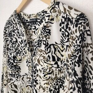 Vintage Notations Top Blouse L Leopard Cheetah Y2K Career Office Chic Statement